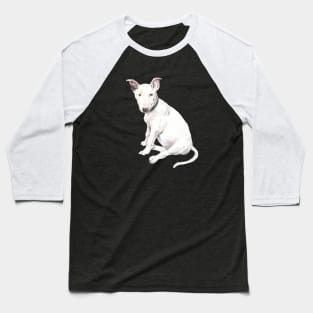 Watercolor Bull Terrier Dog Pet Portrait Baseball T-Shirt